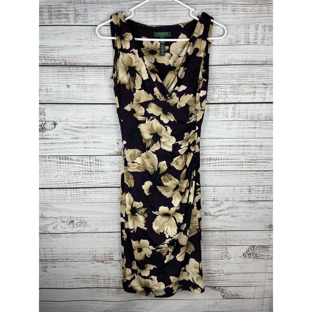 Lauren Ralph Lauren Purple Cream Floral Midi Dress  2 Old Money Luxury Classic